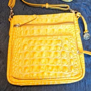 Brahmin Crossbody Cleo Croc Embossed Leather Purse in Yellow